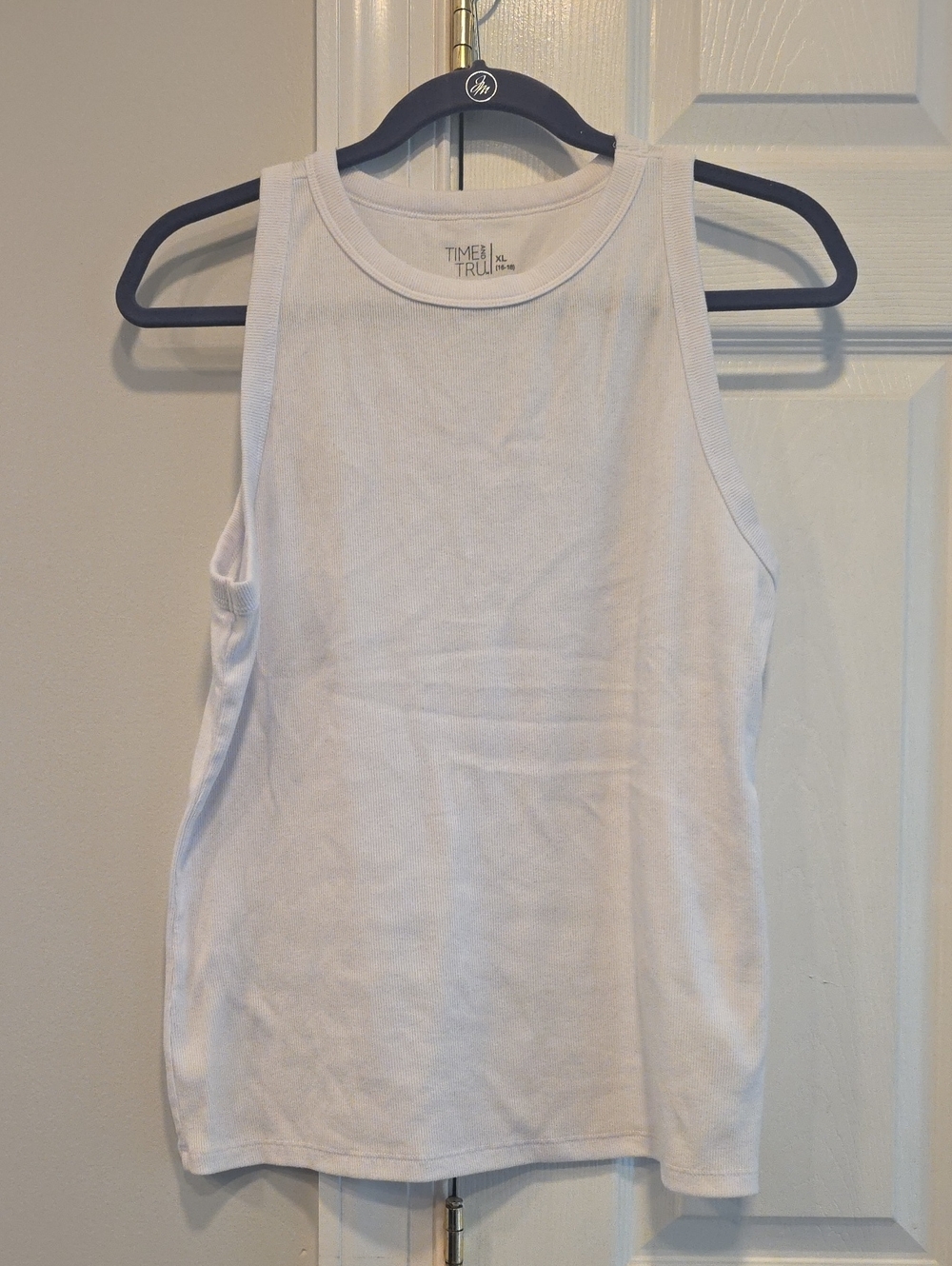 Time and Tru White Ribbed Sleeveless Top - XL